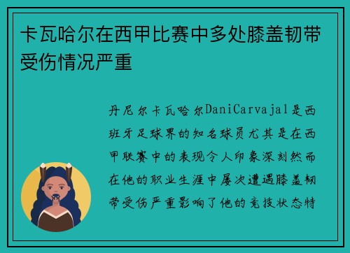 卡瓦哈尔在西甲比赛中多处膝盖韧带受伤情况严重 卡瓦哈尔在西甲比赛中多处膝盖韧带受伤情况严重